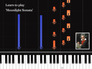 Learn how to play the beginning of Moonlight Sonata by Beethoven