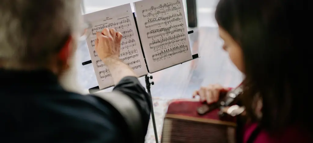 Traditional style of teaching an instrument. Focused on reading music