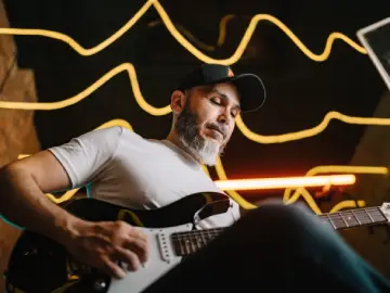 Man playing electric guitar